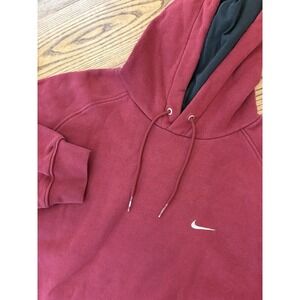 Vintage Y2K Nike‎ Men's XL Red Blank Mini Swoosh Hoodie Sweatshirt Streetwear